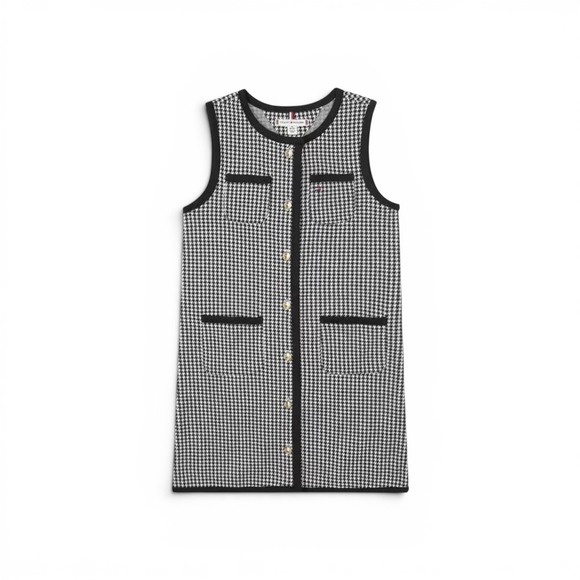 Tommy Hilfiger Other - Tommy Hilfiger Dress Girls M 8-10 Black White Houndstooth Button Front Preppy